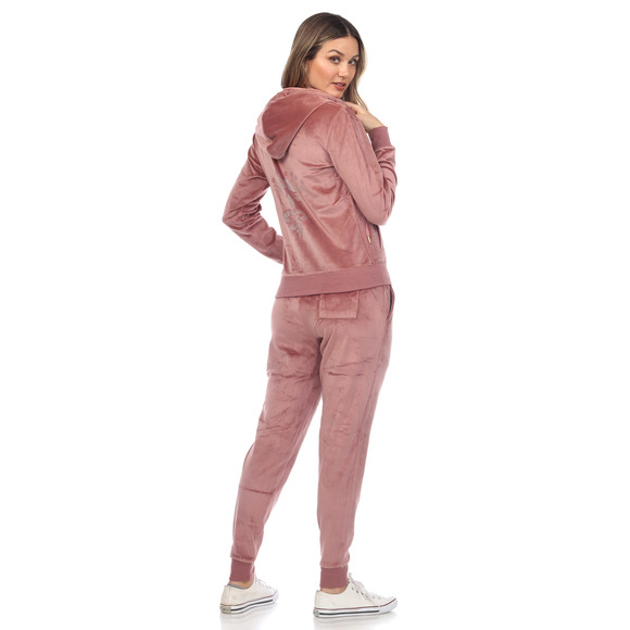 Rhinestone 2 Piece Velour Tracksuit Set - Picture 4 of 5